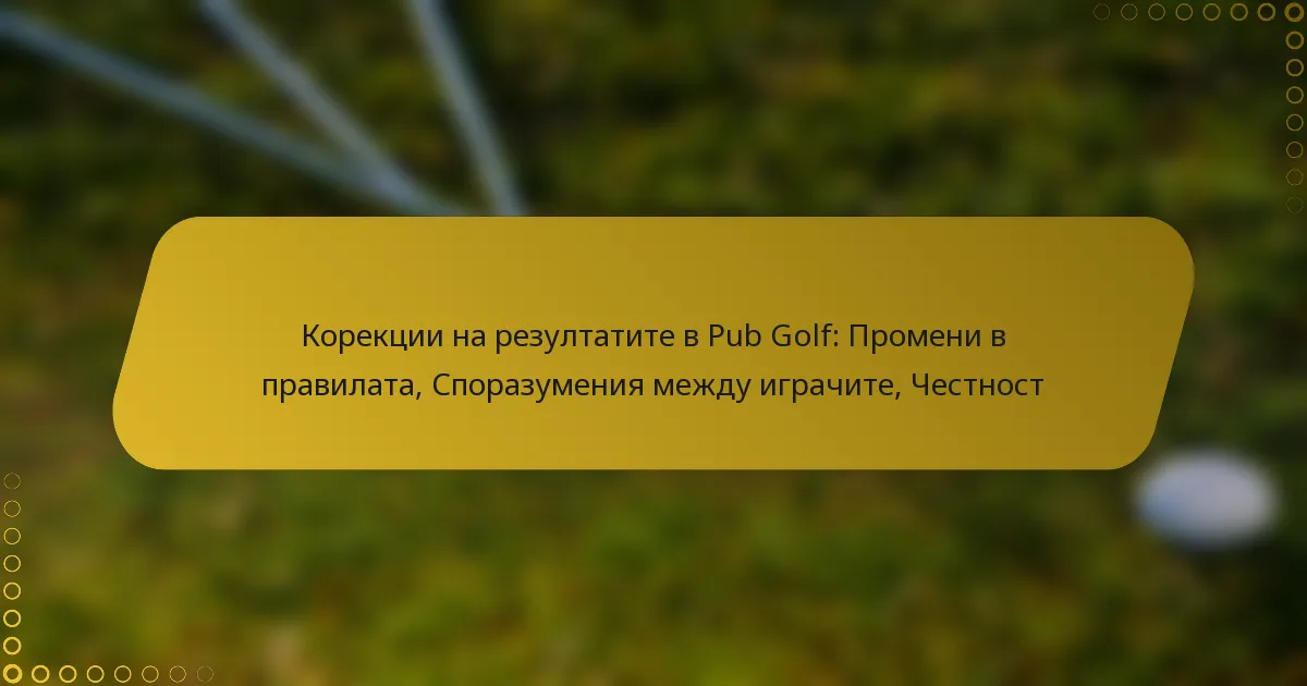 Корекции на резултатите в Pub Golf: Промени в правилата, Споразумения между играчите, Честност