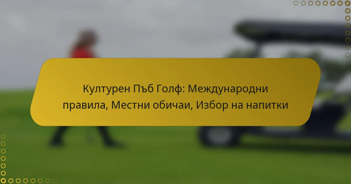 Културен Пъб Голф: Международни правила, Местни обичаи, Избор на напитки