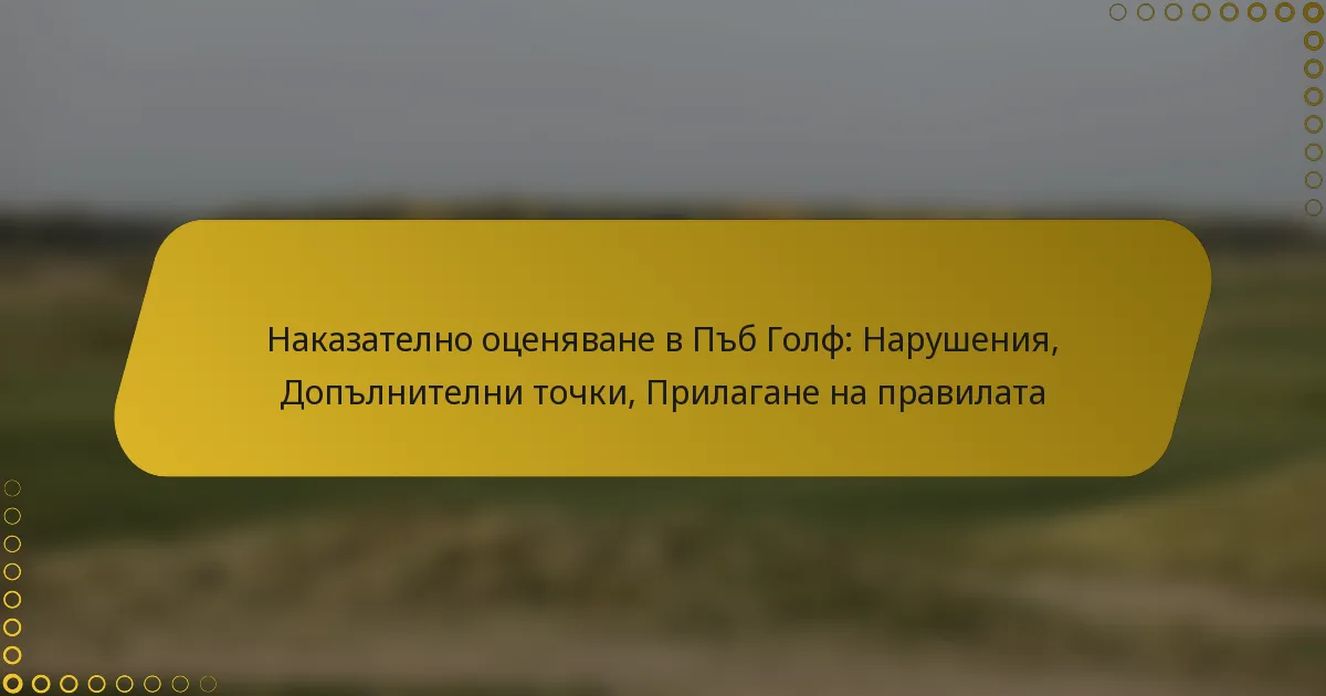 Наказателно оценяване в Пъб Голф: Нарушения, Допълнителни точки, Прилагане на правилата