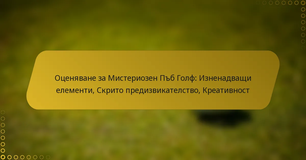 Оценяване за Мистериозен Пъб Голф: Изненадващи елементи, Скрито предизвикателство, Креативност