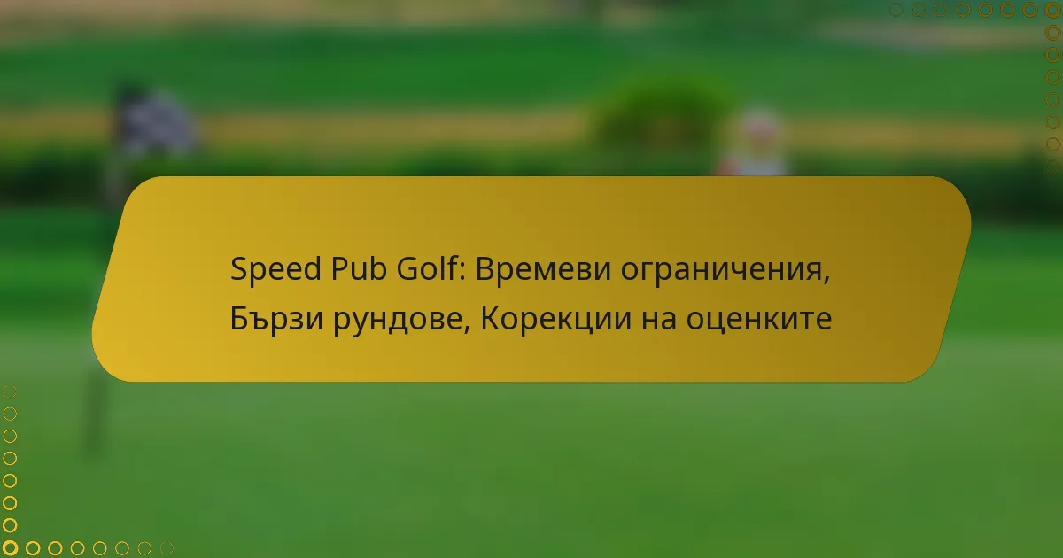 Speed Pub Golf: Времеви ограничения, Бързи рундове, Корекции на оценките