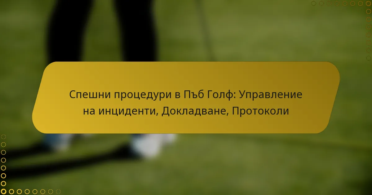 Спешни процедури в Пъб Голф: Управление на инциденти, Докладване, Протоколи