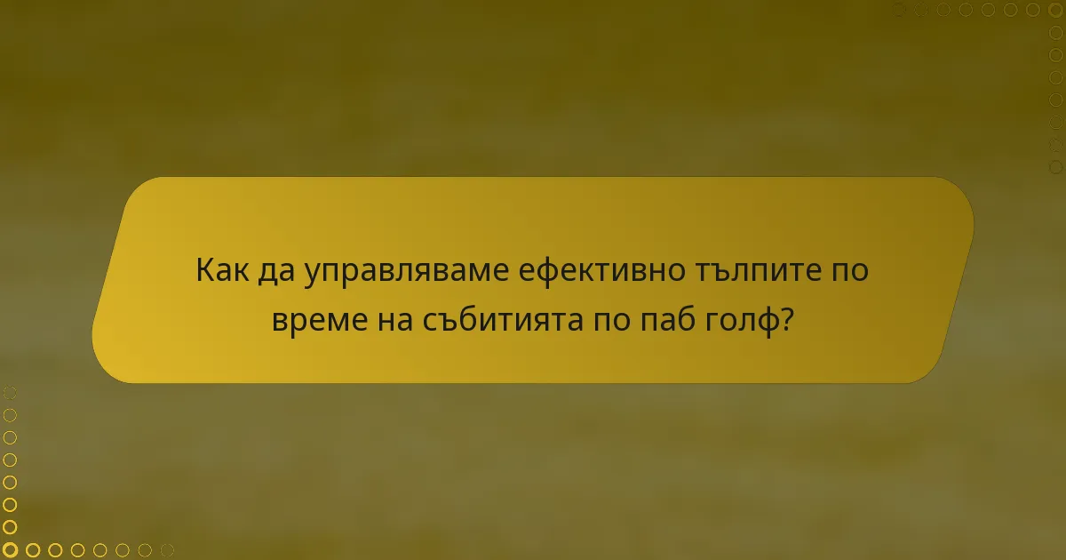 Как да управляваме ефективно тълпите по време на събитията по паб голф?