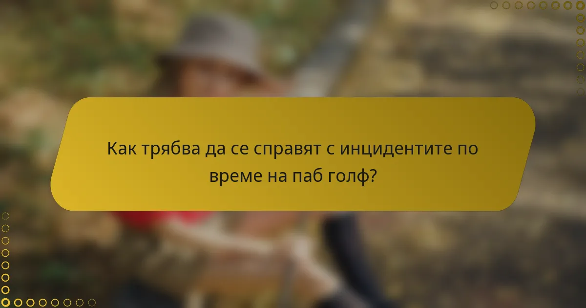 Как трябва да се справят с инцидентите по време на паб голф?