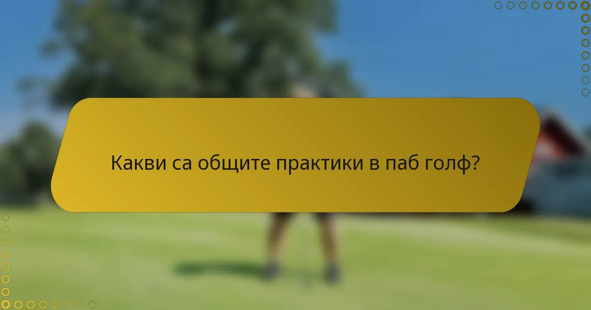 Какви са общите практики в паб голф?