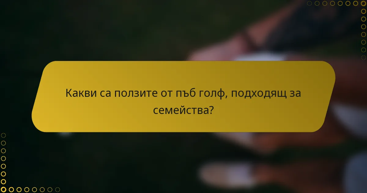 Какви са ползите от пъб голф, подходящ за семейства?