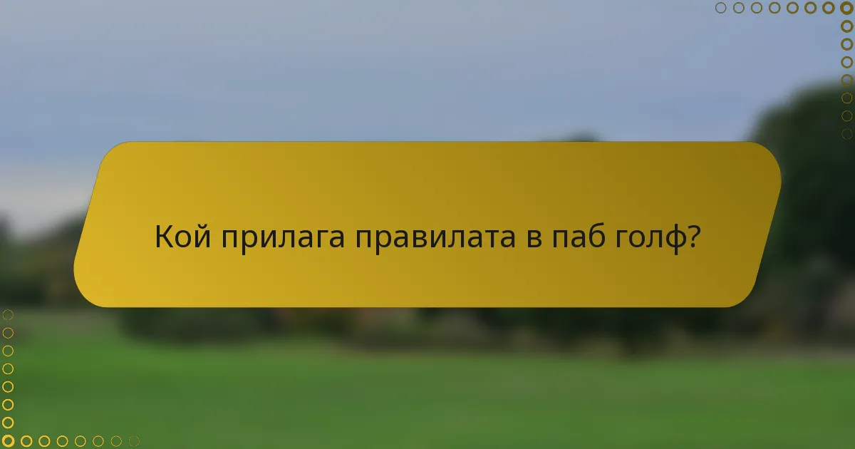 Кой прилага правилата в паб голф?